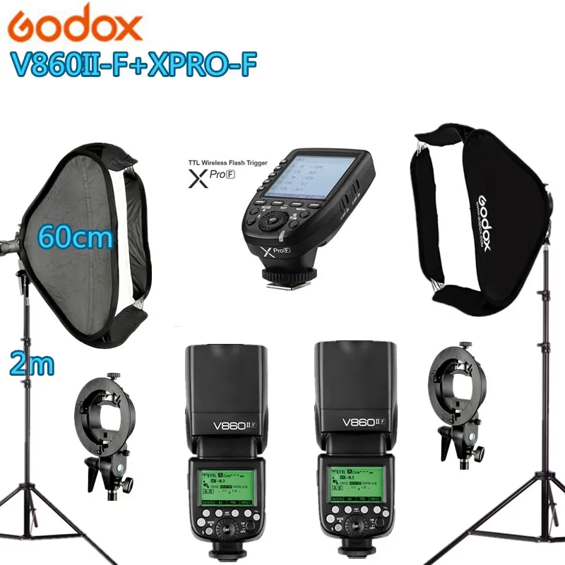 Набор для фотостудии освещение фотосъемки 2 шт. софтбокс GODOX v860if + Xpro F * 60*60 см м