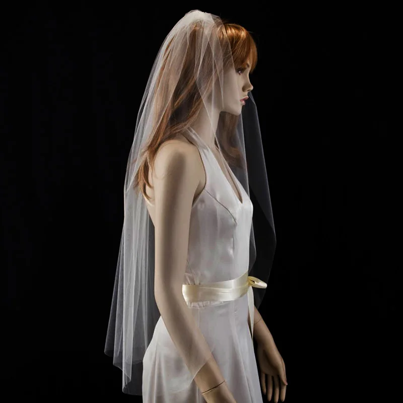 36 &quotдлина пальца свадебная вуаль с простой кромкой белая слоновая кость гребнем