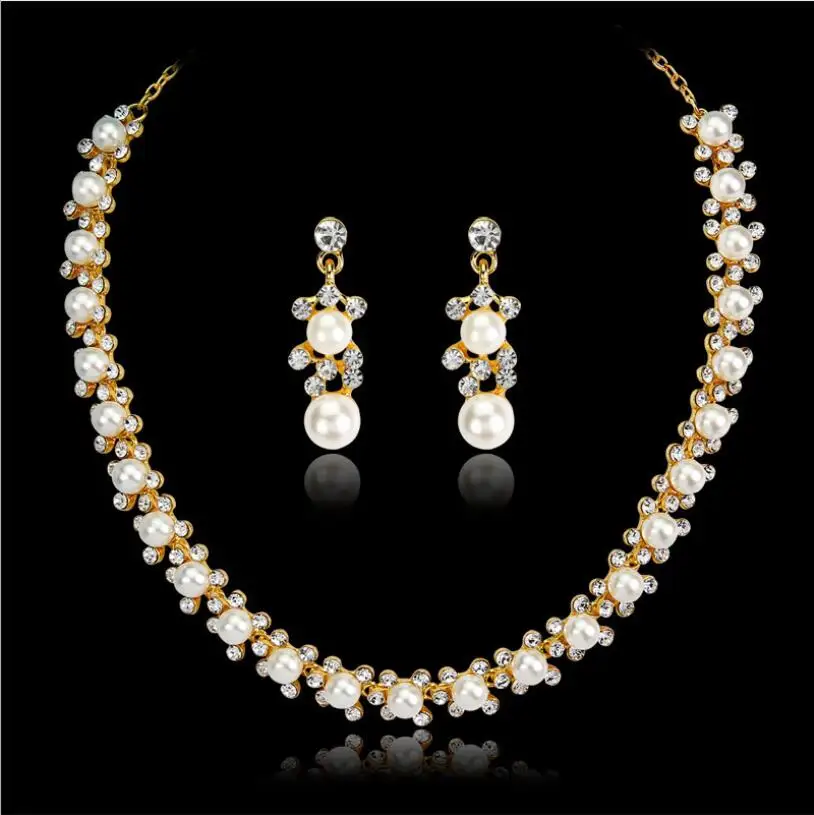 Fashion Jewelry Necklace and Earrings Stud round acrylic Hypoallergenic pearl high quality bridal jewelry sets | Украшения и