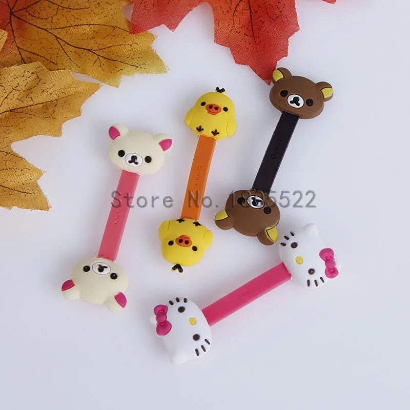 10 шт./лот мультяшный коричневый и легкий медведь фиксированный зажим для кабеля