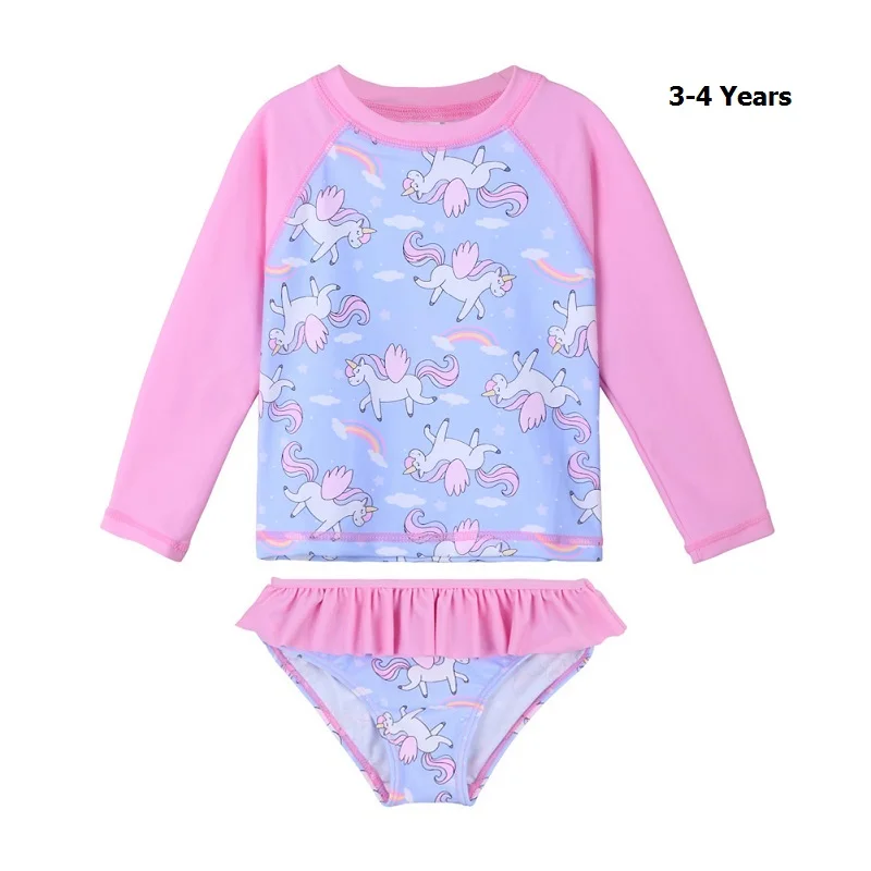 S307 unicornblue 4A BAOHULU/детские купальные костюмы с длинными рукавами и цветочным рисунком для девочек UPF50+ детские купальные костюмы для маленьких девочек - Цвет: S307 unicornblue 4A