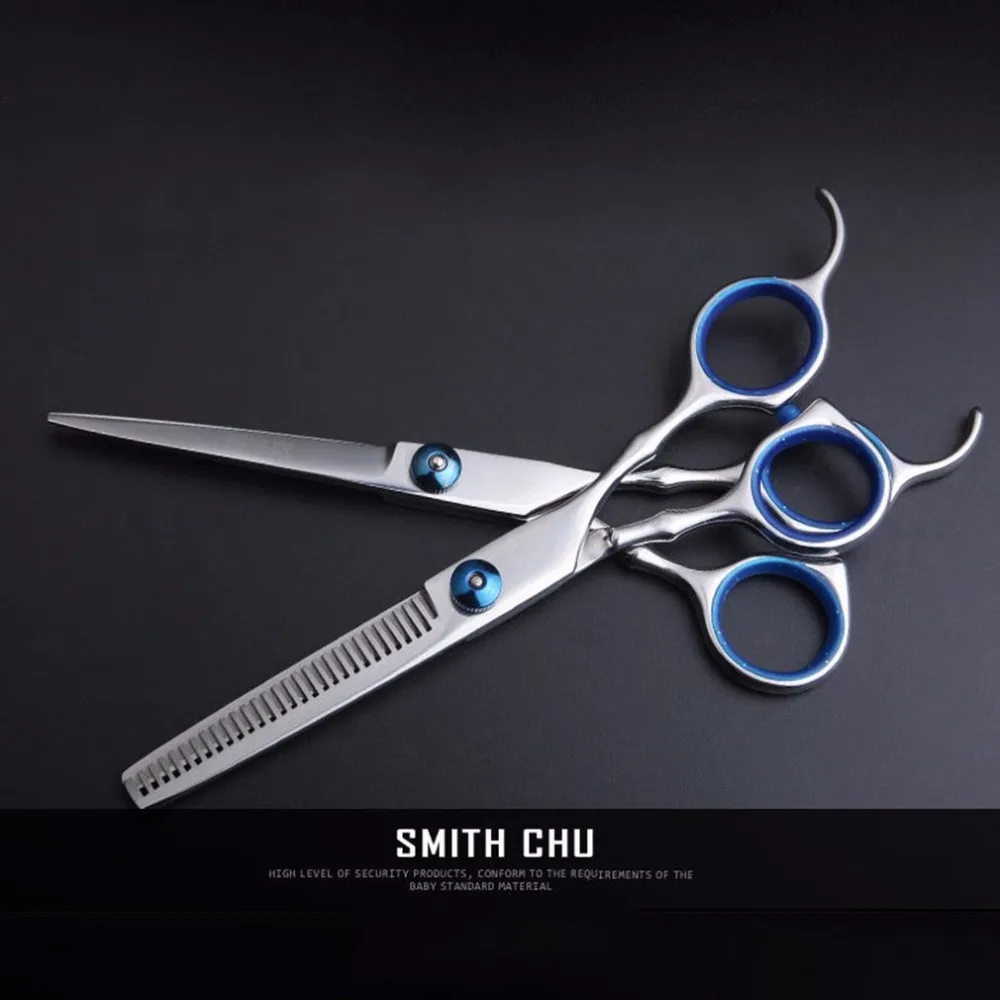 SMITH CHU ножницы для волос набор 6 дюймов режущий истончение инструмент для укладки салон Парикмахерские ножницы обычные плоские зубы лезвия с сумкой