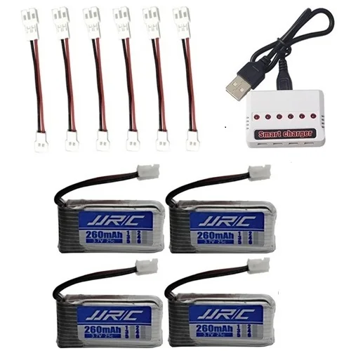 Черный JJRC H36 Батарея 3,7 V 260 ма-ч для E010 E011 E012 E013 F36 3,7 v Lipo Батарея+ 6-в-1 Зарядное устройство Квадрокоптер с дистанционным управлением Запчасти - Цвет: Черный
