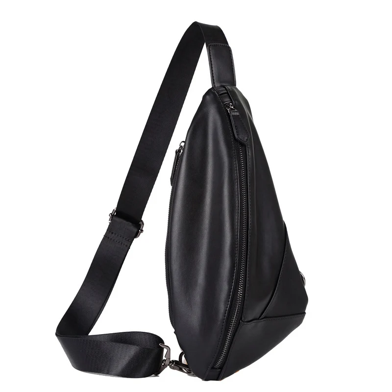 Black Crossbody Bags CCRXRQ Crossbody Bags Brand Leather Single Shoulder Bags Fashion Men Travel Beach Messenger Bag Handy Anti Theft Chest Bag - Цвет: Black Crossbody Bags