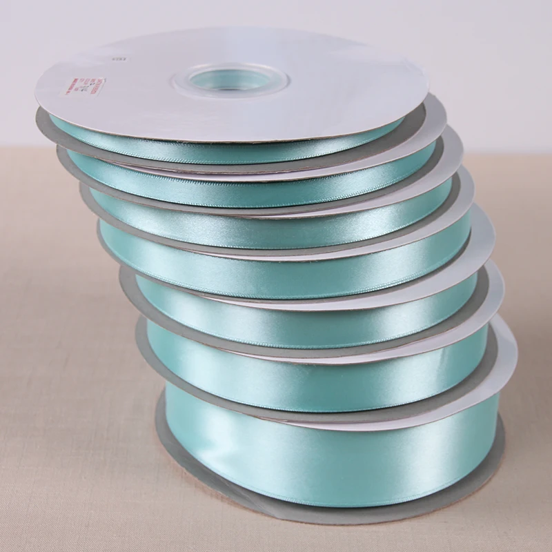 25 ярдов бледно голубой шелковой атласной ленты Свадебная вечеринка украшения