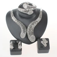 fashion african beads jewelry set exquisite silver color crystal nigerian wedding bridal bijoux necklace jewelry set