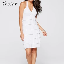 JRQIOT 2016 Летняя Мода Женщины Повседневная Dress Каскадных Рюшами