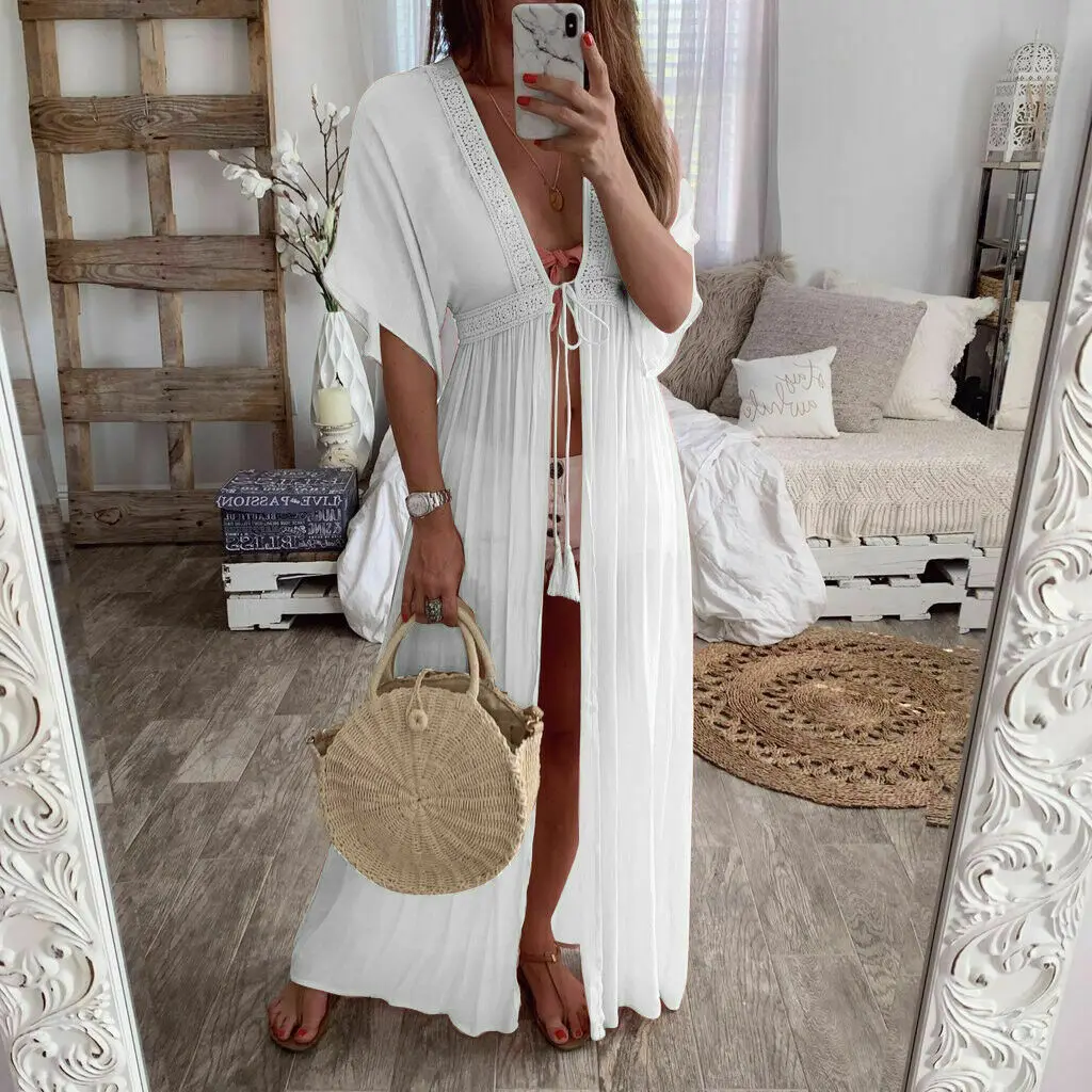 

2019 New Women Summer Bathing Suit Chiffon Bikini Cover Up Beach Dress Swim Dresses Women Swimwear Beach Wear Long Dress