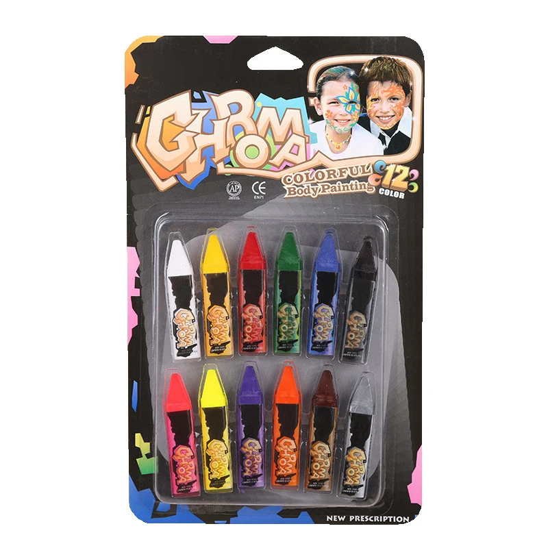 12 Color Face Body Painting Pencil Acrylic Paint Water-Based Hand-Painted Skin Painted Crayons Halloween Pens Ch | Канцтовары для