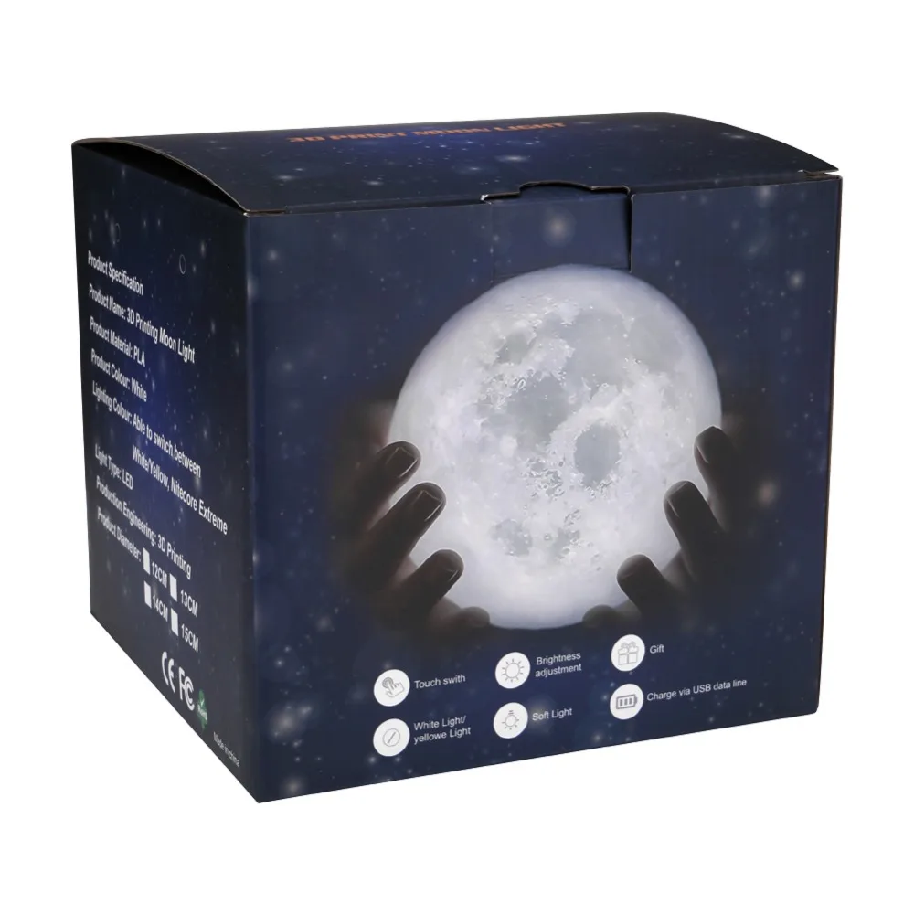 Usb сенсорный свет 3d печать луна лампа Luminaria lua освещение спальня Луна Светодиодный