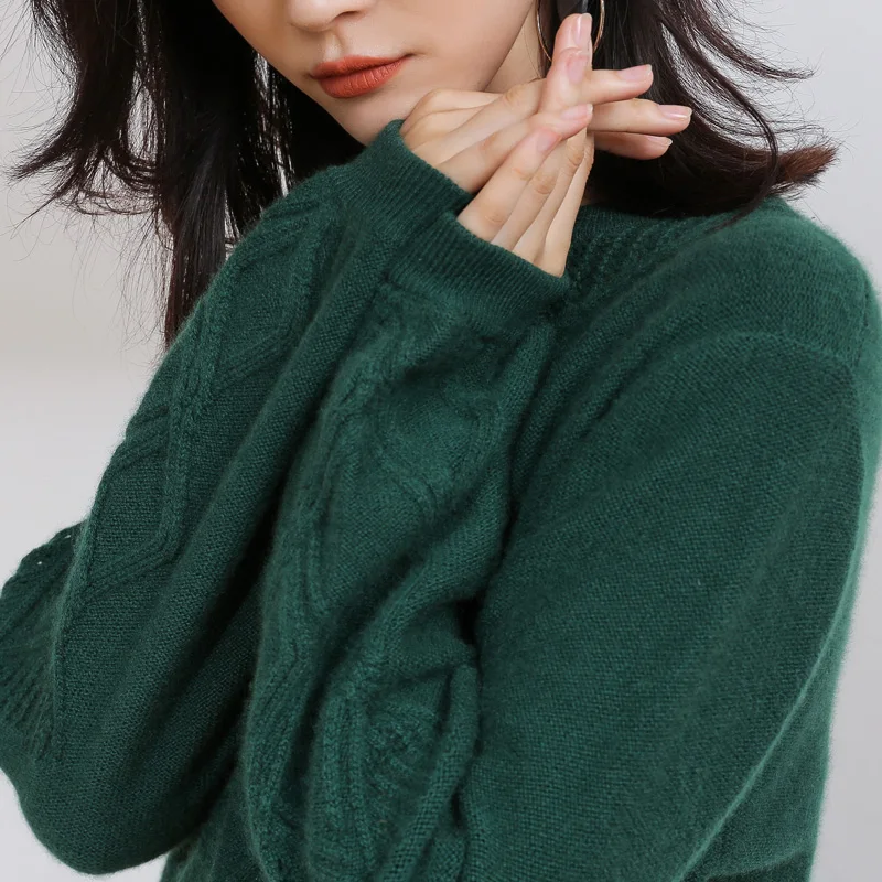 DILLY FASHION Women crew neck solid lantern sleeve winter cashmere knitted pullover sweater- GML7248 | Женская одежда
