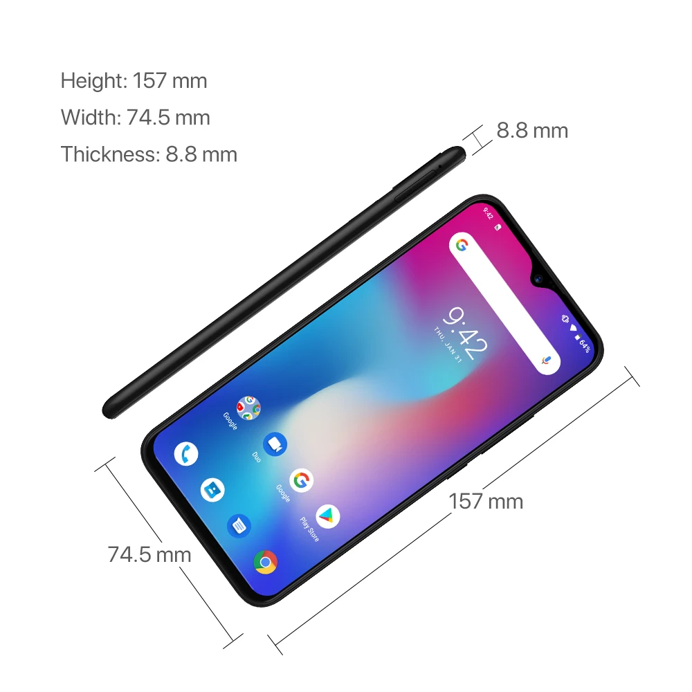 UMIDIGI Power смартфон с 6 3-дюймовым дисплеем ОЗУ 4 Гб ПЗУ 64 ГБ Android 9 0 4G 5150 мАч 16 МП