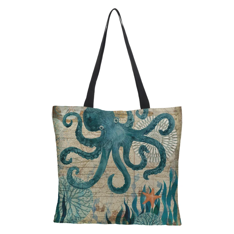 Сумка-тоут на заказ сумка-тоут с рисунком осьминог для путешествий сумка через