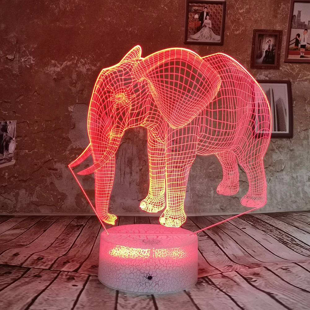 Дропшиппинг милый слон 3D ночник Led RGB 7 видов цветов Сенсорная цветная настольная