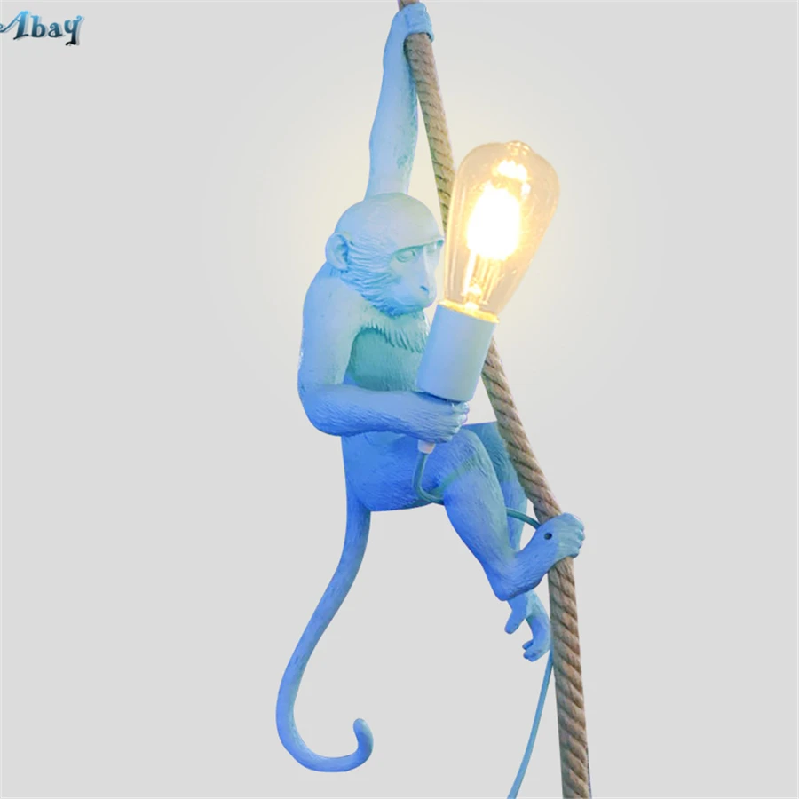 구매 새로운 동물 펜던트 조명 원숭이 램프 멀티 컬러 옵션 어린이 조명 로프 로프트 장식, 어린이 방 레스토랑 바 공부