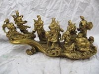 elaborate chinese classical brass eight fairies immortals crossing the sea statue sculpture