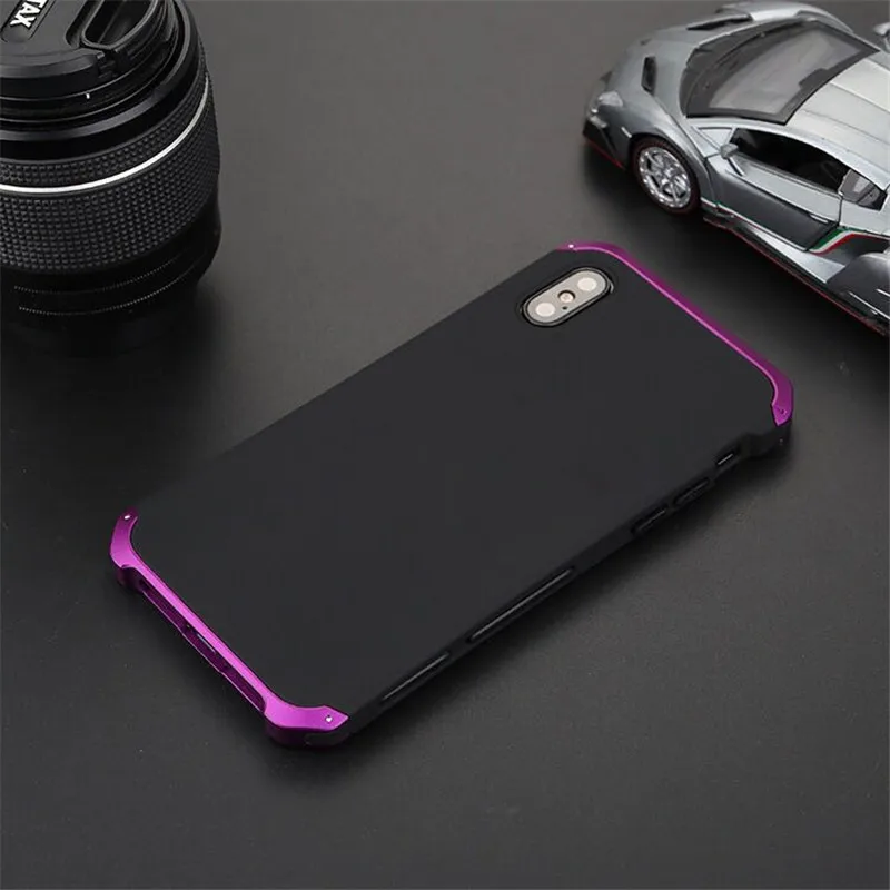 R-JUST Luxury Armor Metal Aluminum+PC Heavy Duty Phone Protect Funda Coque Cover For iPhone X XS MAX 8 6 6S 7 Plus 5S SE XR Case |