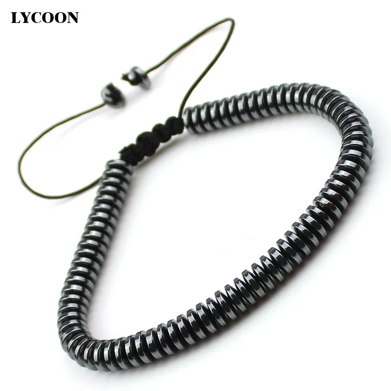 Мужские круглые браслеты ручной работы черные бусины из гематита длина браслета