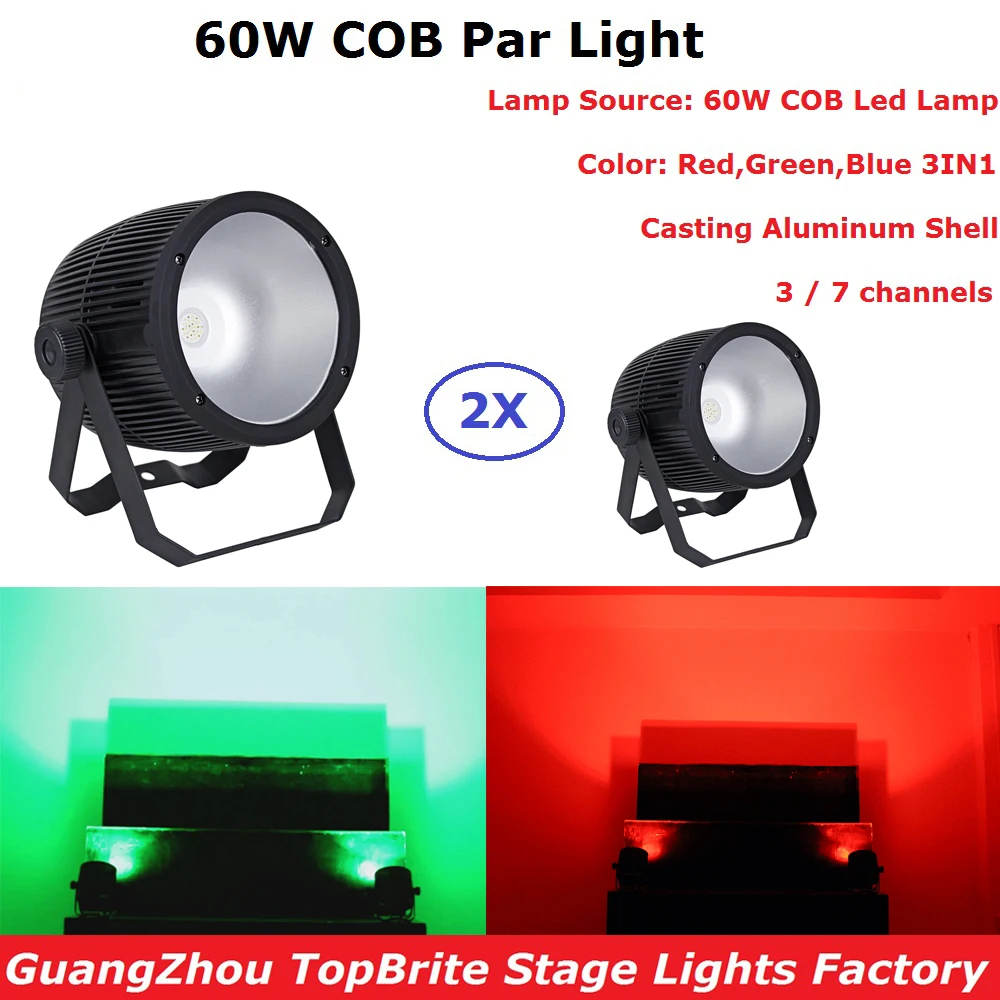 2 шт./лот LED Par Light COB 60 Вт высокомощная алюминиевая оболочка DJ Disco DMX Led Beam Wash Strobe Effect