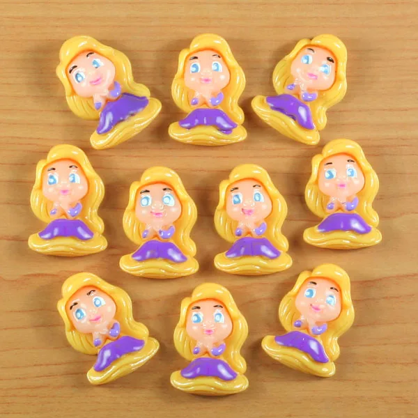 Оптовая продажа комплект 50 шт. желтые волосы принцессы Смола Кабошон Flatbacks