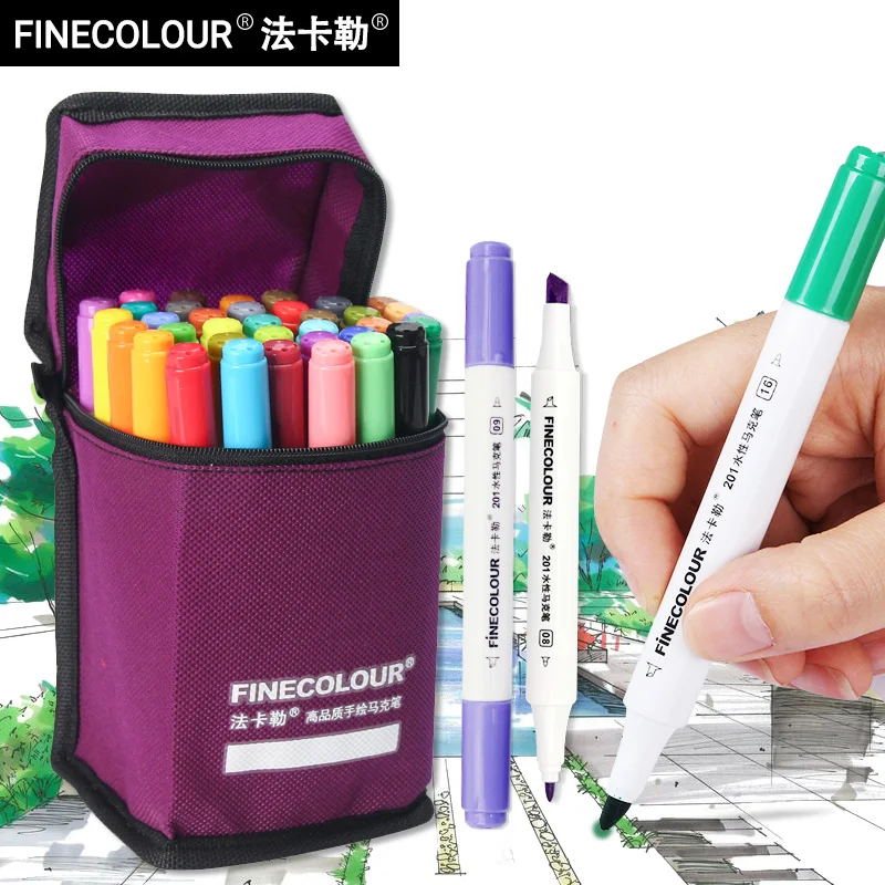 Фломастеры Finecolour 12/24/36 цветов на водной основе маркеры для набросков с двойной