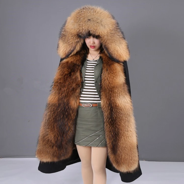 x-long (lenght 108cm Женская водонепроницаемая куртка OFTBUY, длинная зимняя парка с натуральным мехом енота на воротнике, плотная и теплая уличная одежда - Цвет: x-long (lenght 108cm