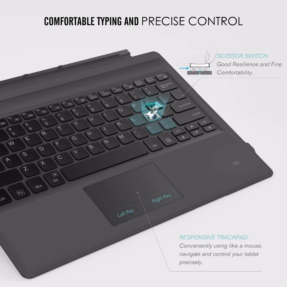 Тип Крышка для microsoft Surface Pro 6/Surface Pro 5(Pro), ультра-тонкий Беспроводной Bluetooth клавиатура с сенсорной панели, 7-Цвет светодиодный