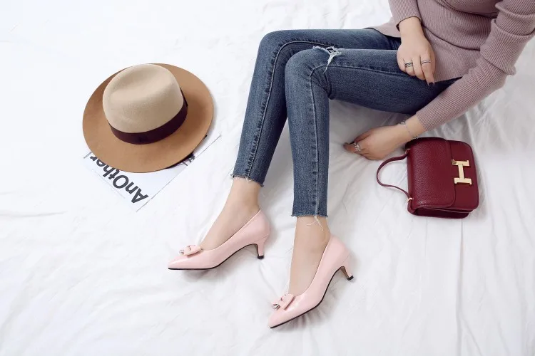 Big Size 9 10 11 12 ladies high heels women shoes woman pumps Tipped bowknot slippers | Обувь