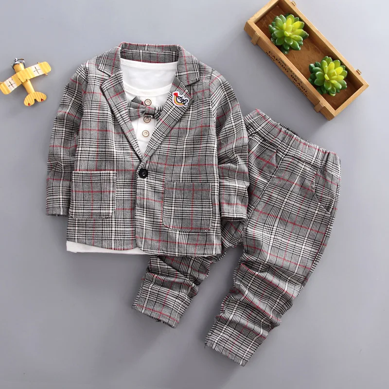 IENENS 3PC Boys Formal Suits Kids Children Outfits Clothing Long Sleeves Clothes Outfit Fashion Wedding Party Events Wear | Детская