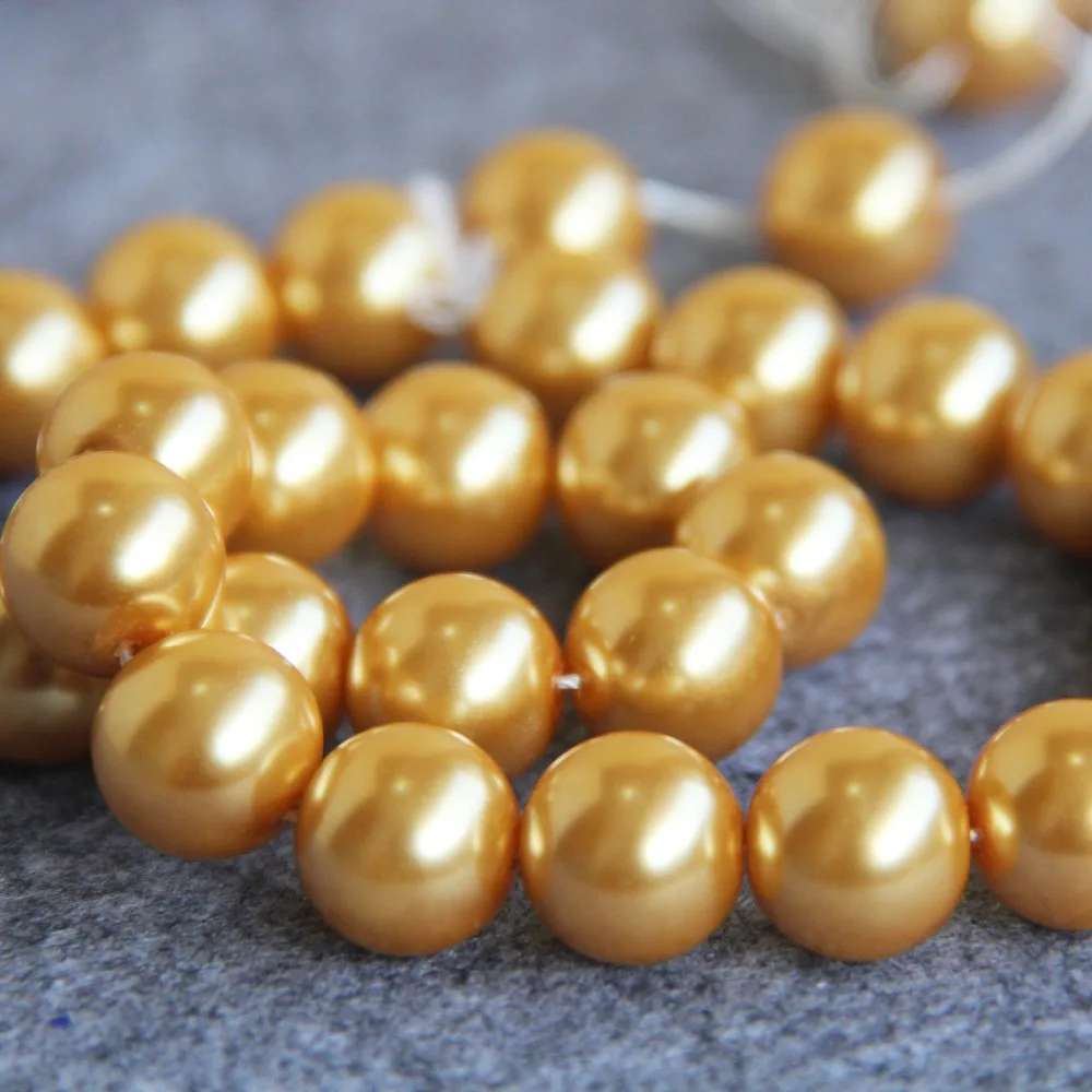 Новинка для ожерелья и браслета 14 мм Позолоченные жемчужные бусины в виде