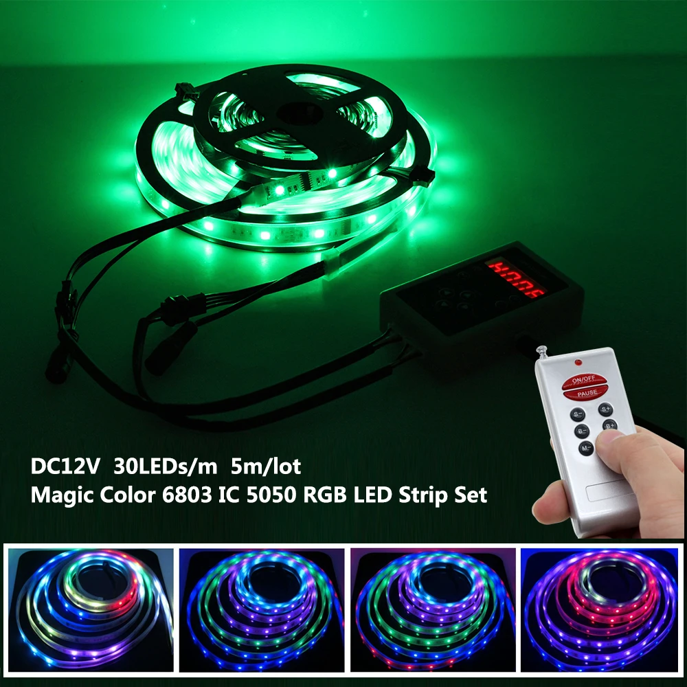 6803 IC Dream цветная RGB Светодиодная лента 5050 30 светодиодный/m IP67 водонепроницаемый 5 м+ 133 программа RF волшебный контроллер+ адаптер