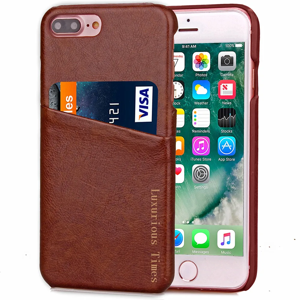 Слоты Для карты Fundas Apple iPhone 7 Plus Случае сотовый Телефон Крышка ТПУ ИСКУССТВЕННАЯ