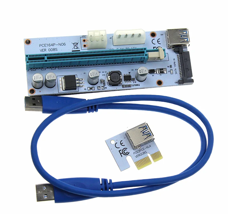 10 шт. Лидер продаж VER008S 3 в 1 Molex 4Pin SATA 6PIN PCIE PCI Express Riser Card 1x к 16x USB 0 кабель для майнинга