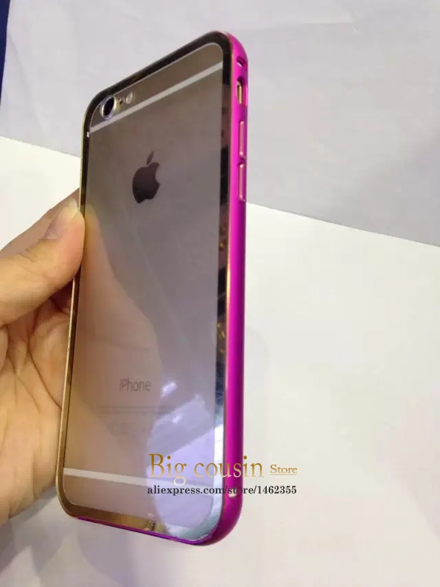 Double Color Metal Frame Transparent Back shell Case For apple iphone 6 4.7 5.5 inch plus case Combination can be separated |