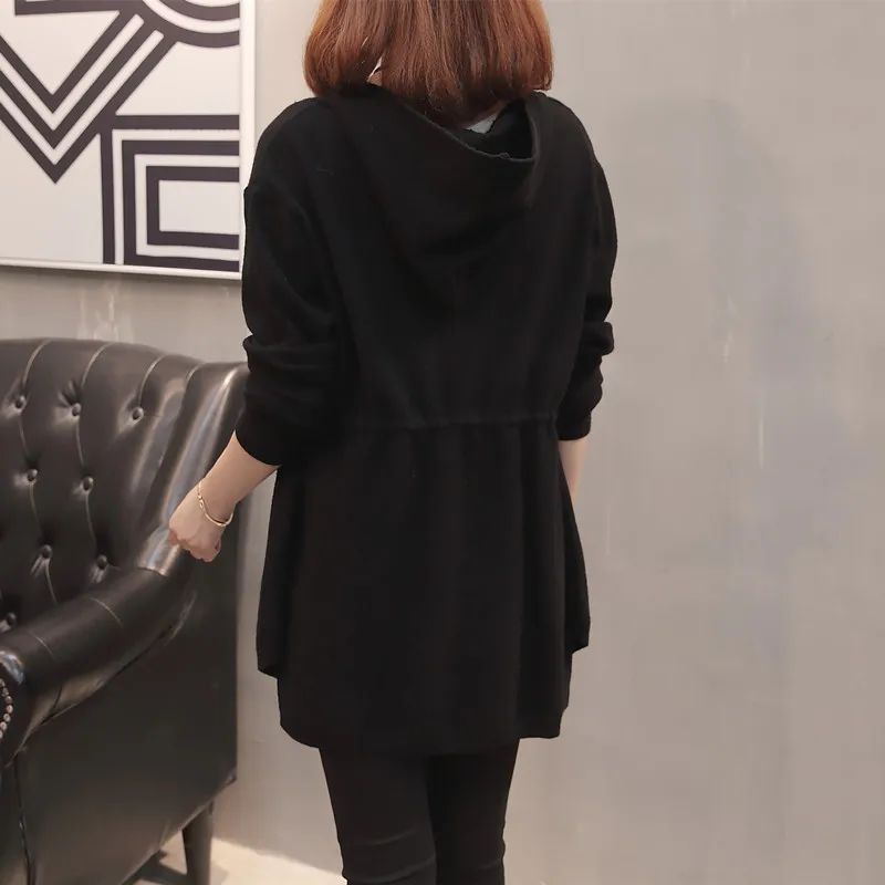 Spring Autumn New Cardigan Jackets Sweater Women Korean Loose Hooded Knit Jacket Slim Long Female Coats XY827 |