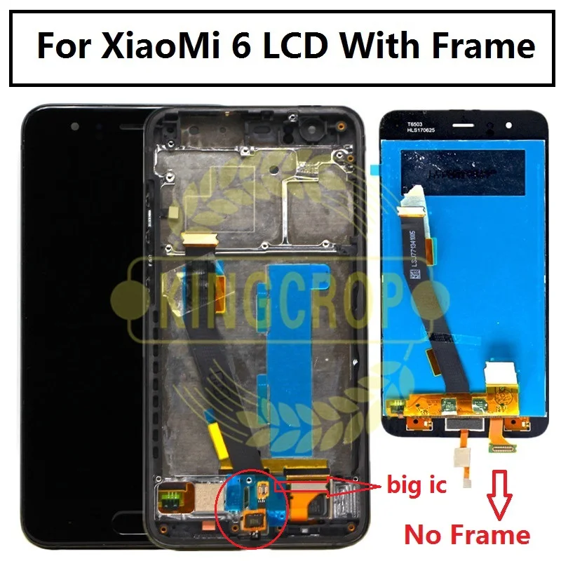 ЖК дисплей с рамкой и дигитайзером в сборе для Xiaomi Mi6 Mi 6 5 15 дюйма|Экраны мобильных