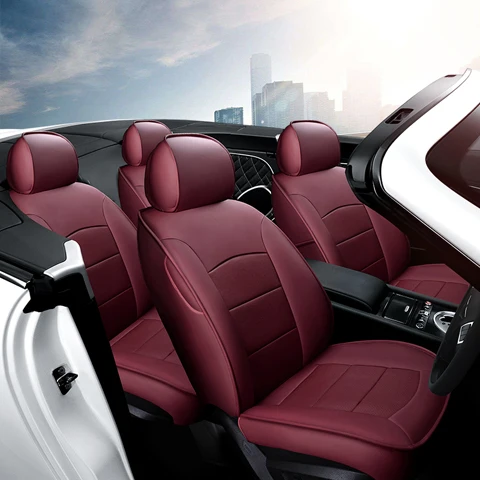Red Wine AutoDecorun из натуральной кожи мест покрытие для peugeot 307 CC Кабриолет чехлов сидений автомобилей комплекты поддерживает аксессуары для укладки - Название цвета: Red Wine