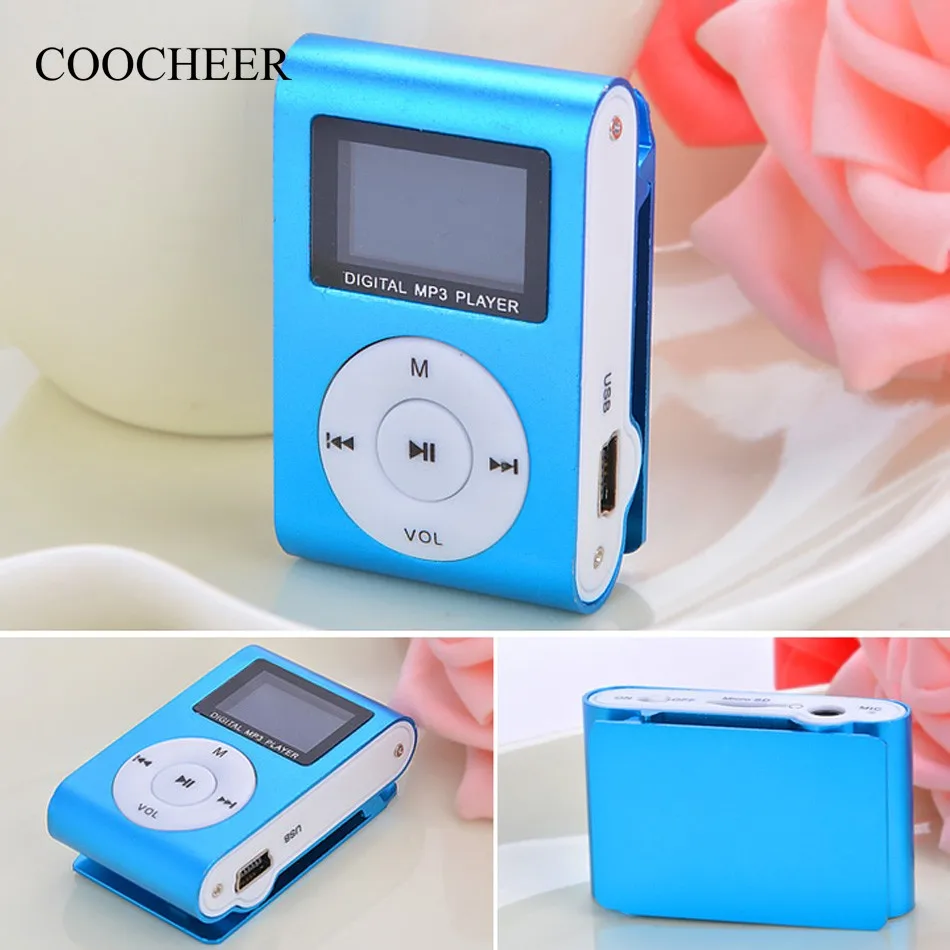 2018 синий мини клип Mp3 плеер Электронный Спортивный металлический MP3 музыкальный