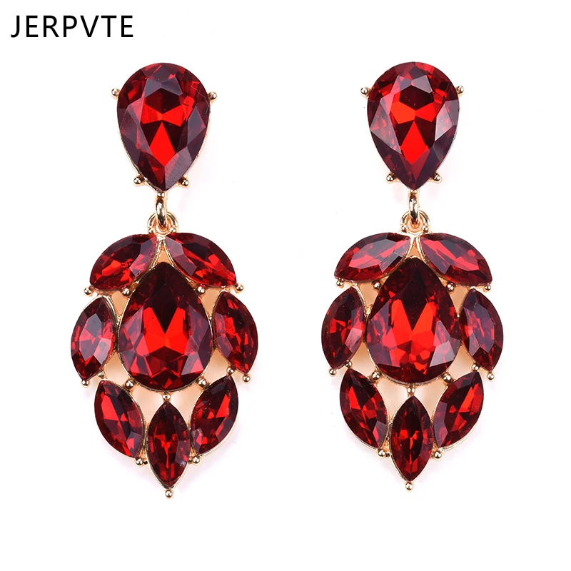 Женские серьги гвоздики JERPVTE модные брендовые со стеклянными бусинами для