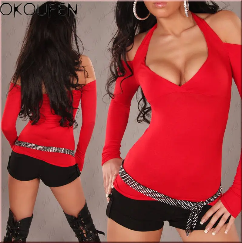 Женская Сексуальная йога спорт с длинными рукавами футболка Bodycon коктейль Топ