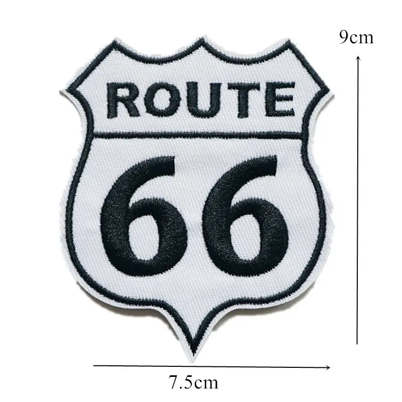 Нашивки с вышивкой надписей Route 66 Пришивные черно белые эмблемы вышитые нашивки