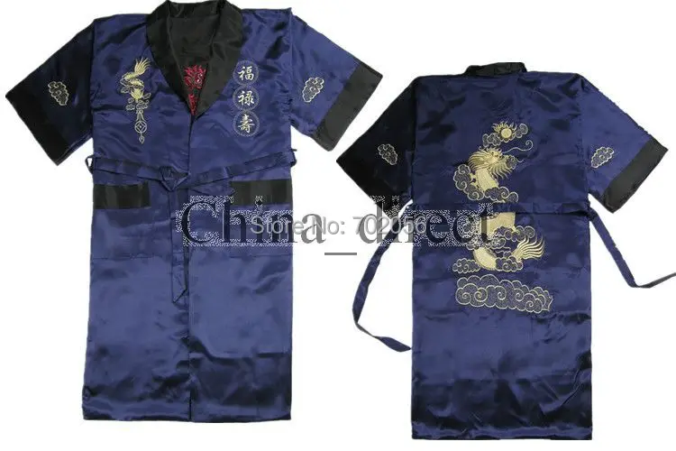 Мужское нижнее белье-кимоно пижама из искусственного шелка с китайской