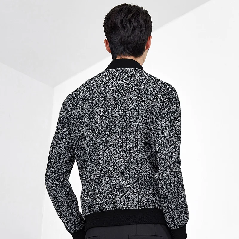 GXG Mens slim gray print loose black jacket #63821002 | Мужская одежда