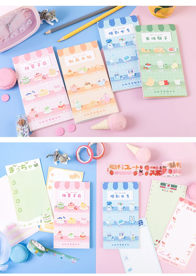 Kawaii Японская еда, чтобы сделать список проверки липкий блокнот для заметок закладки для блокнота DIY школа планирования канцелярские принадлежности BQ038