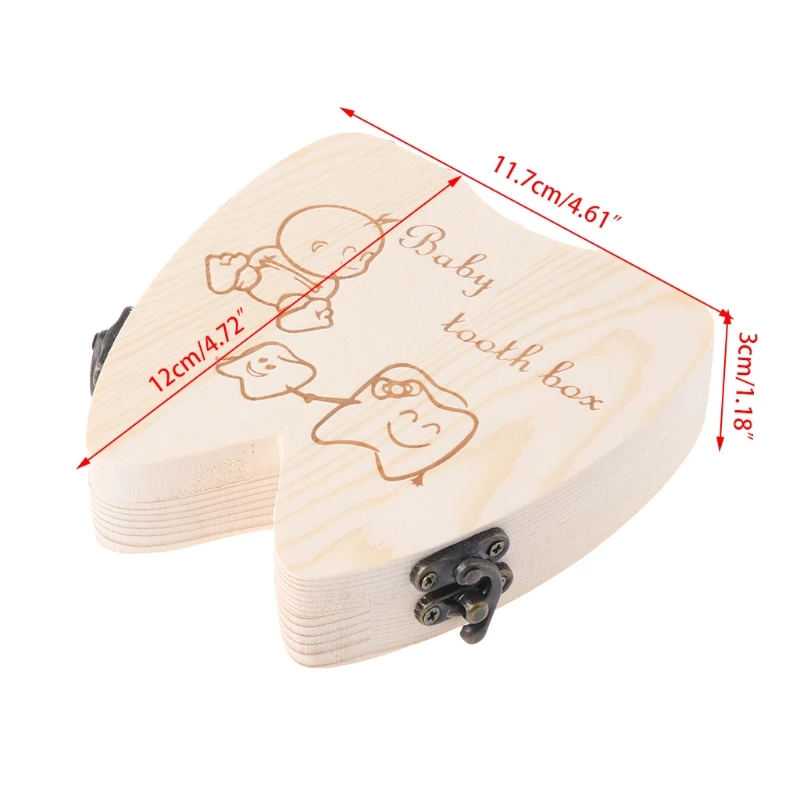 Caja de dientes de beb&eacute; de madera Natural, organizador de dientes de leche, almacenamiento para ni&ntilde;os y ni&ntilde;as, guardar estuche de recuerdo-1