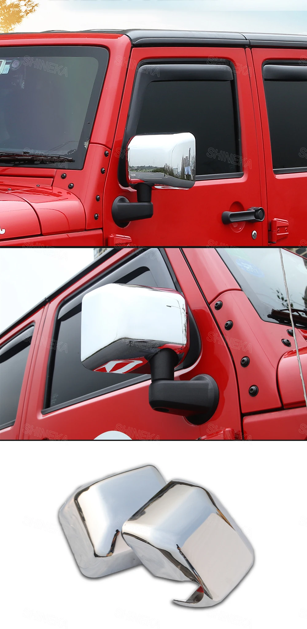 SHINEKA Авто ABS внешняя сторона заднего вида Чехлы для зеркал для Jeep Wrangler JK 2007- автомобильные аксессуары