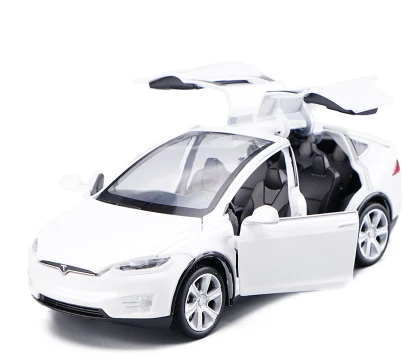 White Модель автомобиля из 1:32 сплава Tesla модель X металлическая литая под давлением игрушечная машина автомобиль с откидной спинкой мигающий музыкальный для детей Подарки - Цвет: White