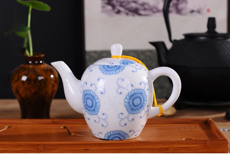 Китайский Синий и белый фарфоровый чайник изысканный керамический чайный набор