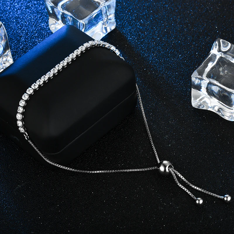 LZESHINE Adjustable Tennis Bracelet &amp Bangle with Clear CZ Female Charming Jewelry Gifts Silver Color Chain for Women | Украшения и
