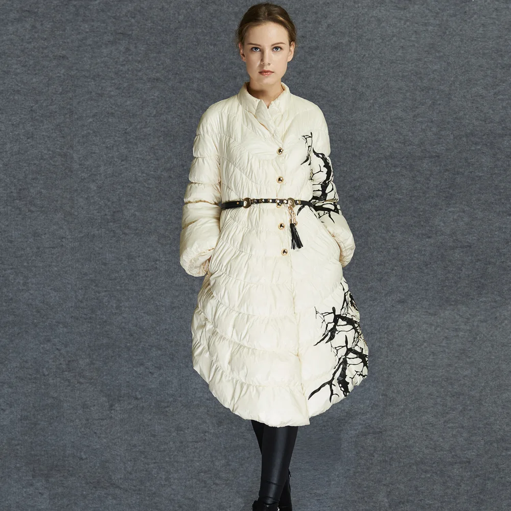 Зимняя куртка юбка женские куртки и пальто Женское с вышивкой цветами принтом